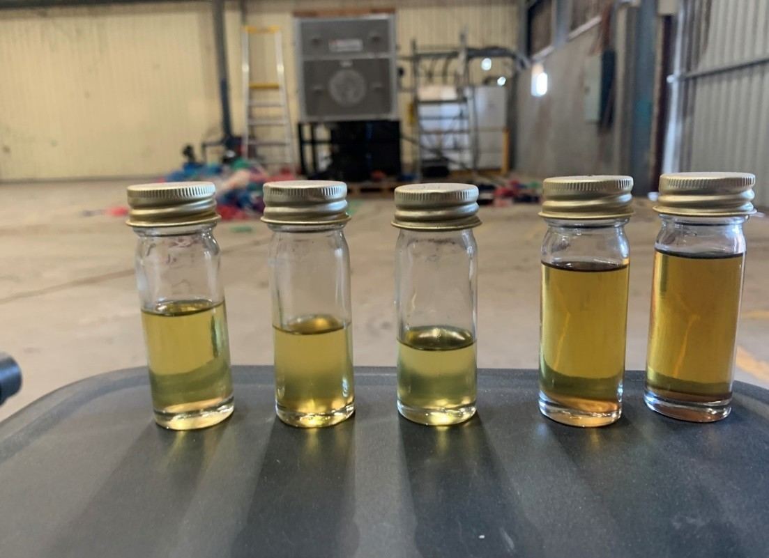 A row of fuel samples made from plastic